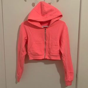 highlighter pink cropped hoodie